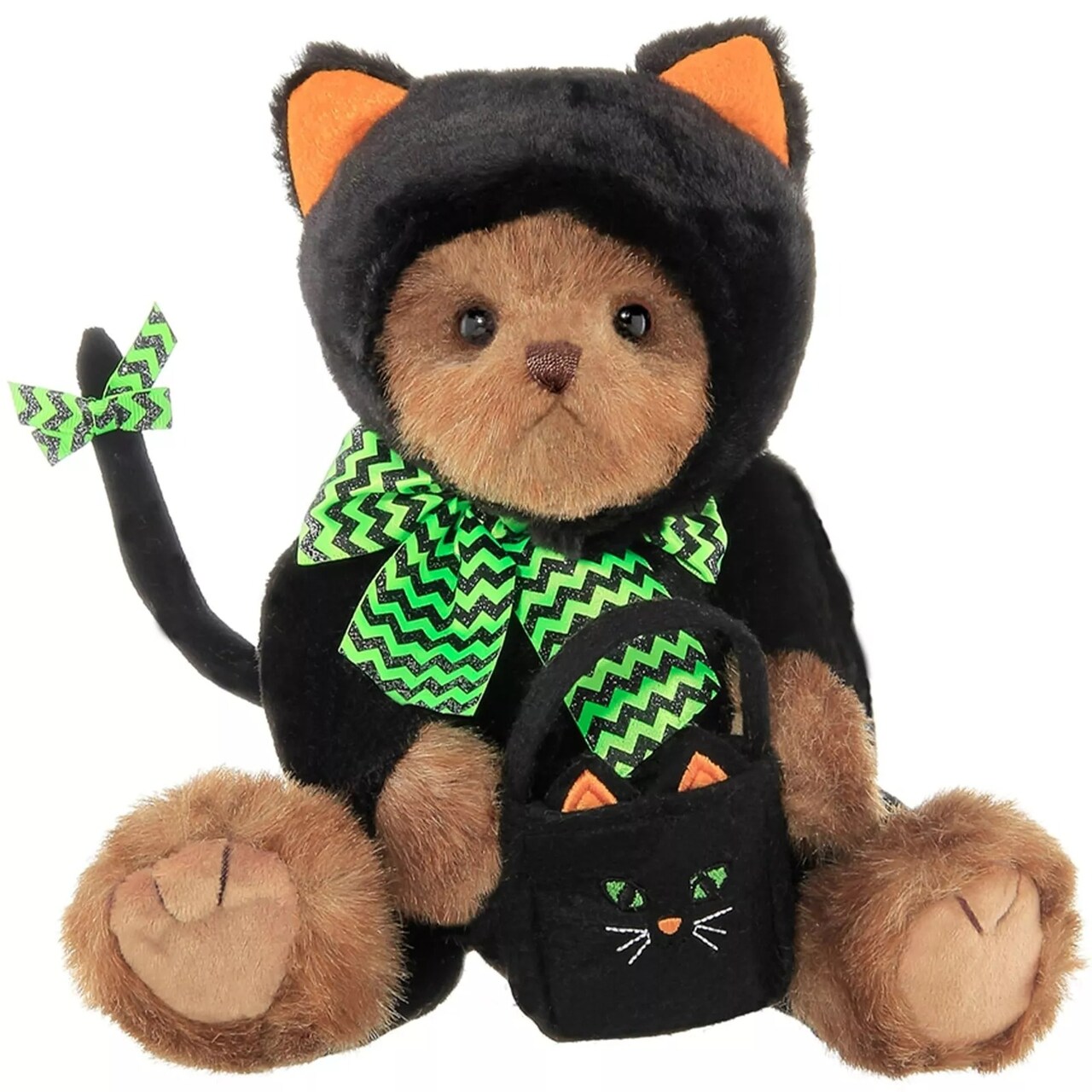 12" Black Cat, Midnight Magic Stuffed Animals Halloween Teddy Bear